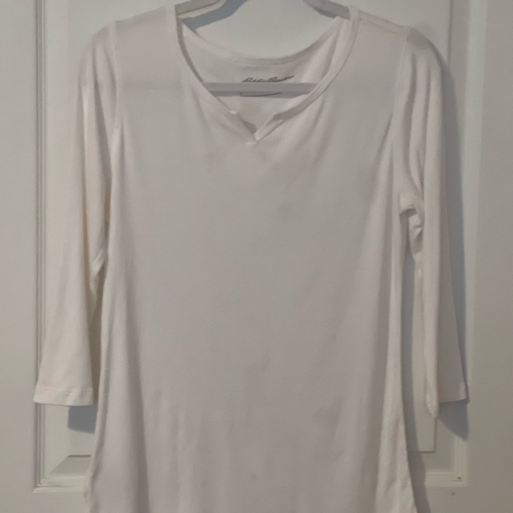 Eddie Bauer White Fitted Tunic Long Sleeve Tee - Picture 1 of 4